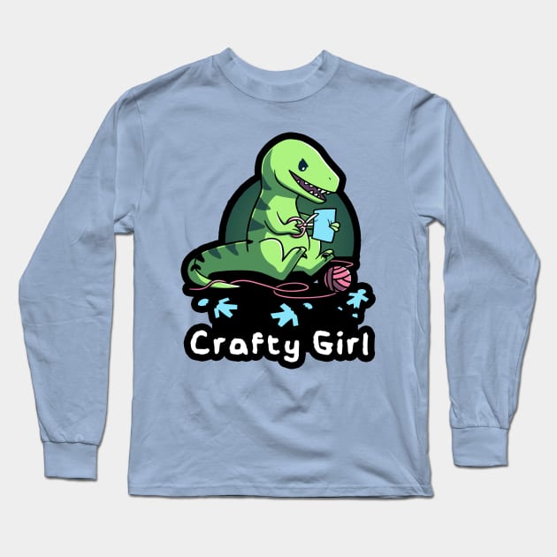 Crafty Girl - Cute Funny Dinosaur Craft Lover Long Sleeve T-Shirt by LazyMice